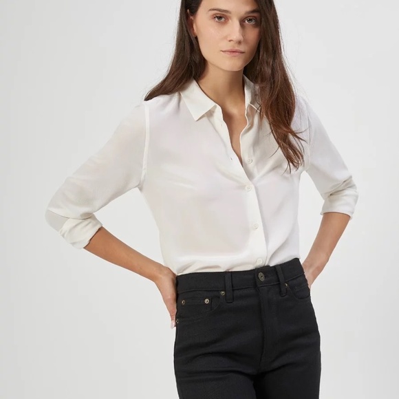 Equipment Tops - Bright White Essential Silk Shirt from Equipment XXL